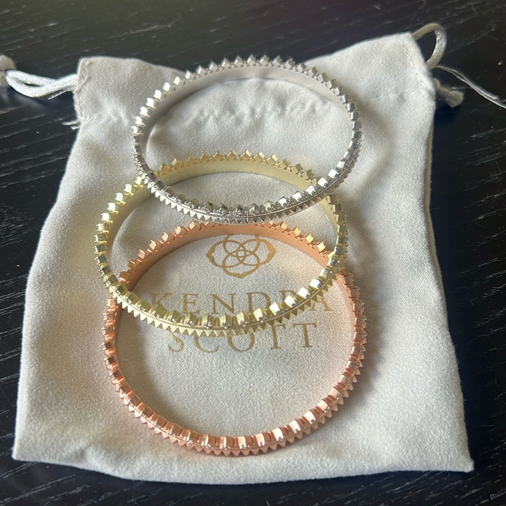 Kendra Scott , Tricolor bangles set with CZs stones.